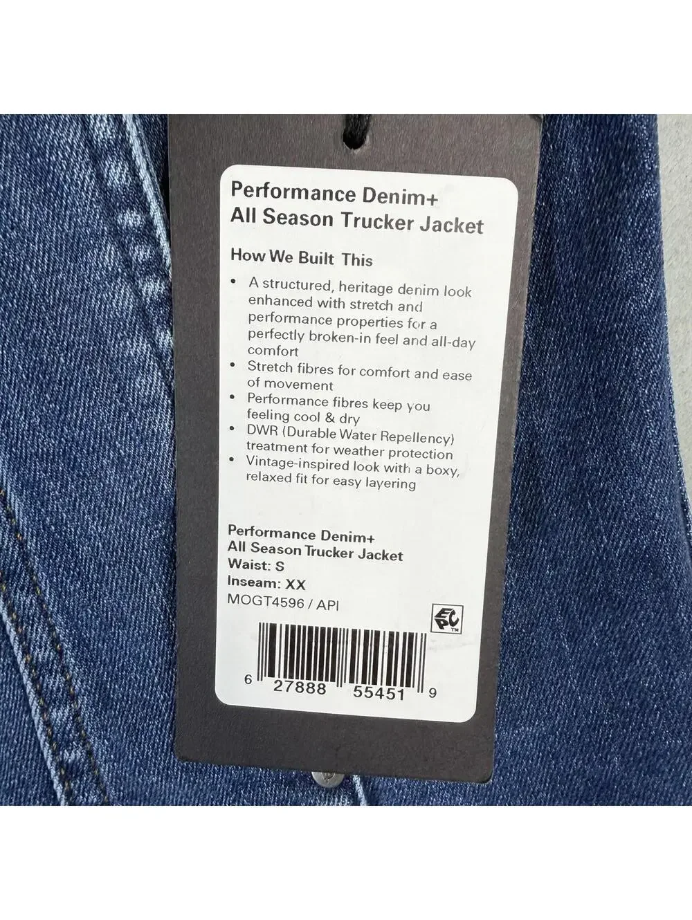 DU/ER Denim Trucker Jacket Men's Small Blue Performance Stretch All Season NWT - Picture 5 of 8